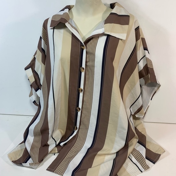 SHEIN Curve Stripped Blouse - Picture 2 of 7